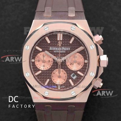 Perfect Replica AAA Grade Replica Audemars Piguet Royal Oak Rose Gold Brown Dial Chronograph Swiss Watch